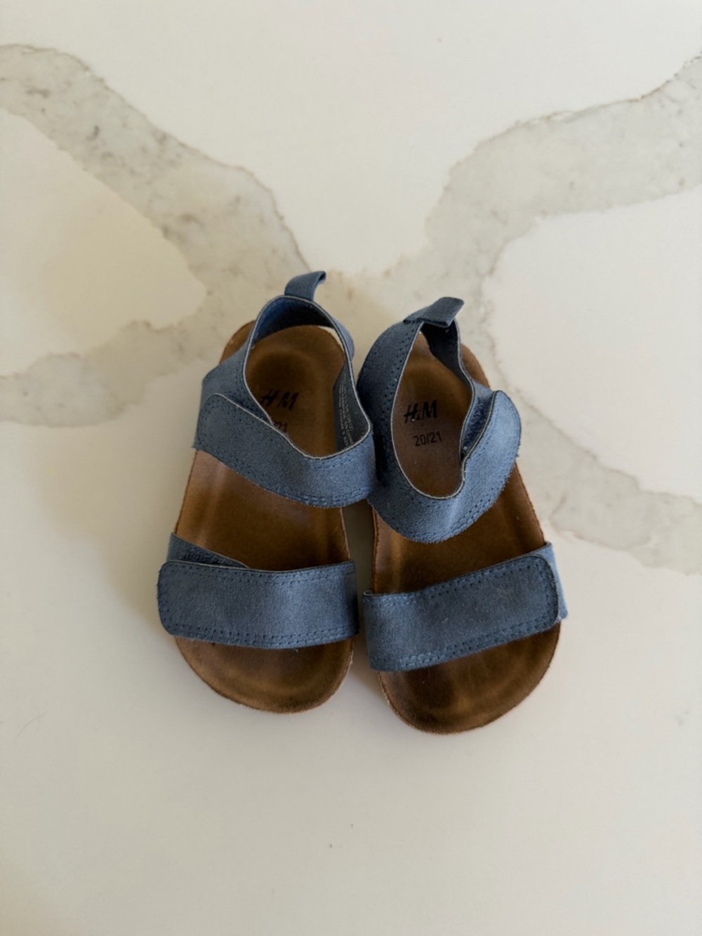 H&M Kids Blue Suede-Look Double Strap Sandals
